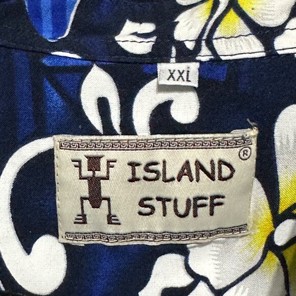 Island Stuff men’s size XXL blue Hawaiian print button front shirt - Picture 4 of 5